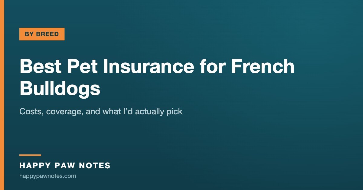 Navy cover reading Best Pet Insurance for French Bulldogs — Happy Paw Notes