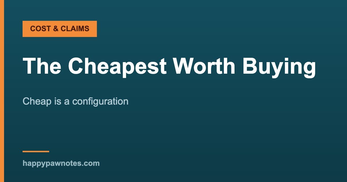 The Cheapest Worth Buying — Cheap is a configuration, Happy Paw Notes